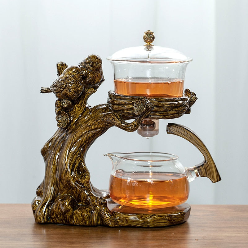 Tea Making Kungfu Teapot Teacup Automatic Tea Set Heat-resistant Glass Teapot Holder Base Tea infusers Tea Ware-Health Wisdom™