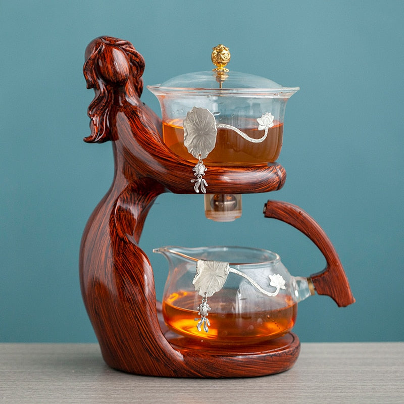 Tea Making Kungfu Teapot Teacup Automatic Tea Set Heat-resistant Glass Teapot Holder Base Tea infusers Tea Ware-Health Wisdom™