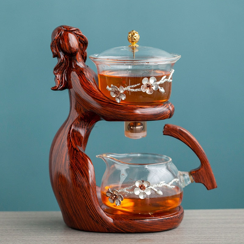 Tea Making Kungfu Teapot Teacup Automatic Tea Set Heat-resistant Glass Teapot Holder Base Tea infusers Tea Ware-Health Wisdom™