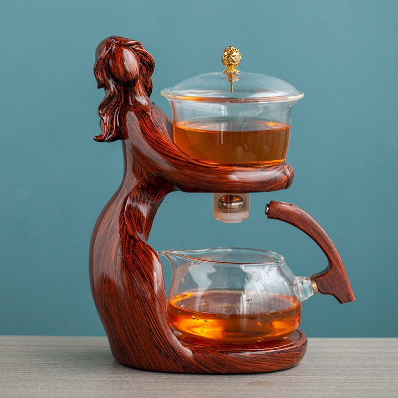 Tea Making Kungfu Teapot Teacup Automatic Tea Set Heat-resistant Glass Teapot Holder Base Tea infusers Tea Ware-Health Wisdom™