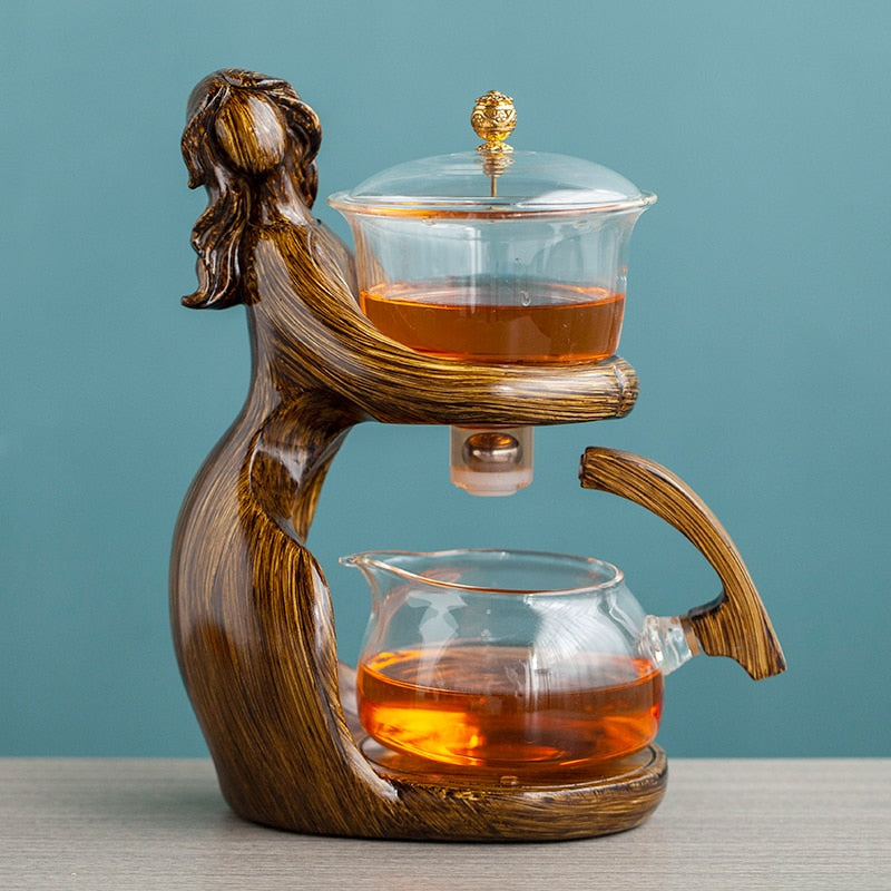 Tea Making Kungfu Teapot Teacup Automatic Tea Set Heat-resistant Glass Teapot Holder Base Tea infusers Tea Ware-Health Wisdom™