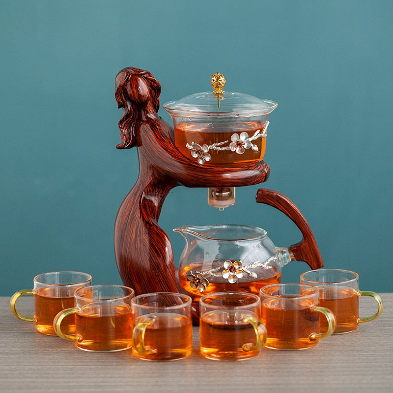 Tea Making Kungfu Teapot Teacup Automatic Tea Set Heat-resistant Glass Teapot Holder Base Tea infusers Tea Ware-Health Wisdom™
