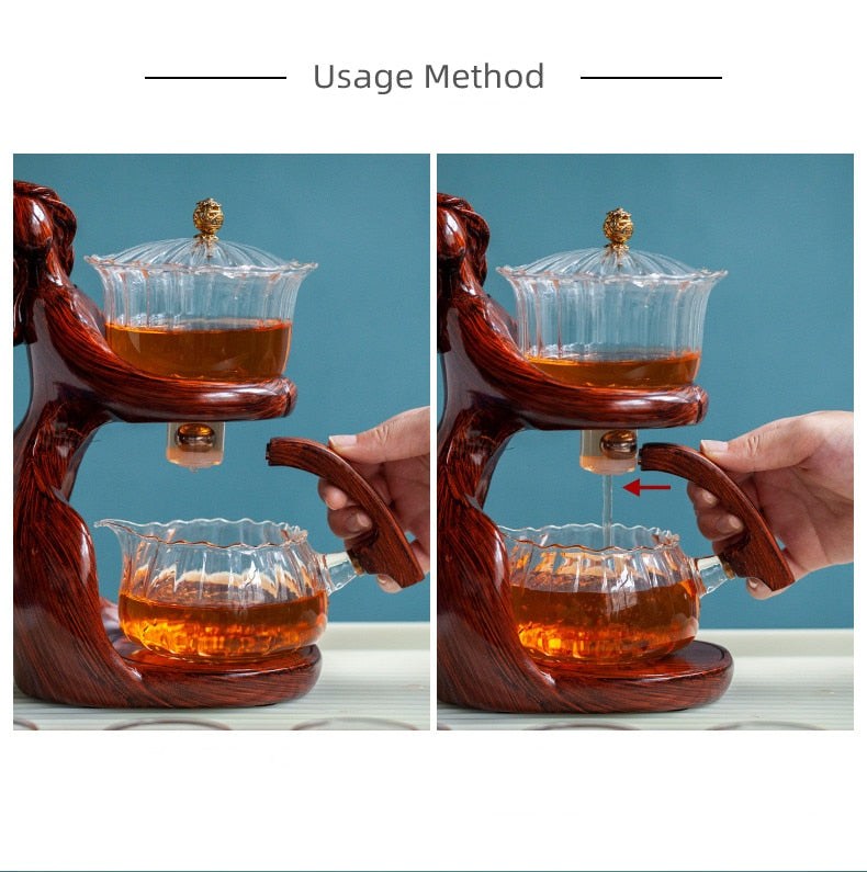 Tea Making Kungfu Teapot Teacup Automatic Tea Set Heat-resistant Glass Teapot Holder Base Tea infusers Tea Ware-Health Wisdom™