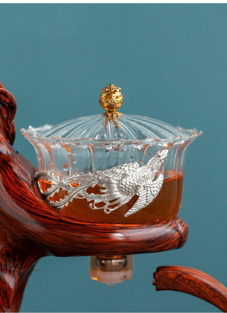 Tea Making Kungfu Teapot Teacup Automatic Tea Set Heat-resistant Glass Teapot Holder Base Tea infusers Tea Ware-Health Wisdom™
