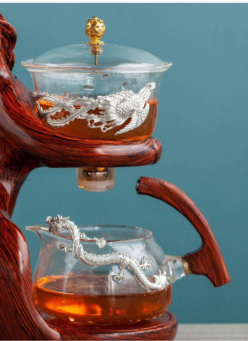 Tea Making Kungfu Teapot Teacup Automatic Tea Set Heat-resistant Glass Teapot Holder Base Tea infusers Tea Ware-Health Wisdom™