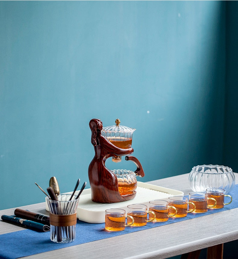 Tea Making Kungfu Teapot Teacup Automatic Tea Set Heat-resistant Glass Teapot Holder Base Tea infusers Tea Ware-Health Wisdom™
