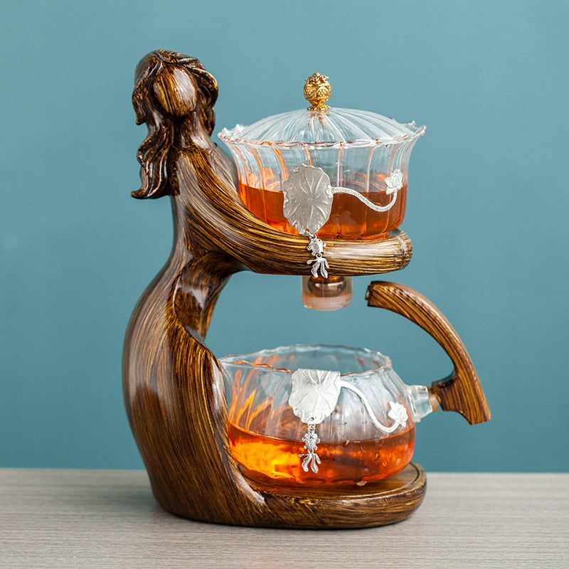 Tea Making Kungfu Teapot Teacup Automatic Tea Set Heat-resistant Glass Teapot Holder Base Tea infusers Tea Ware-Health Wisdom™