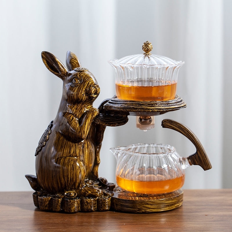 Tea Making Kungfu Teapot Teacup Automatic Tea Set Heat-resistant Glass Teapot Holder Base Tea infusers Tea Ware-Health Wisdom™