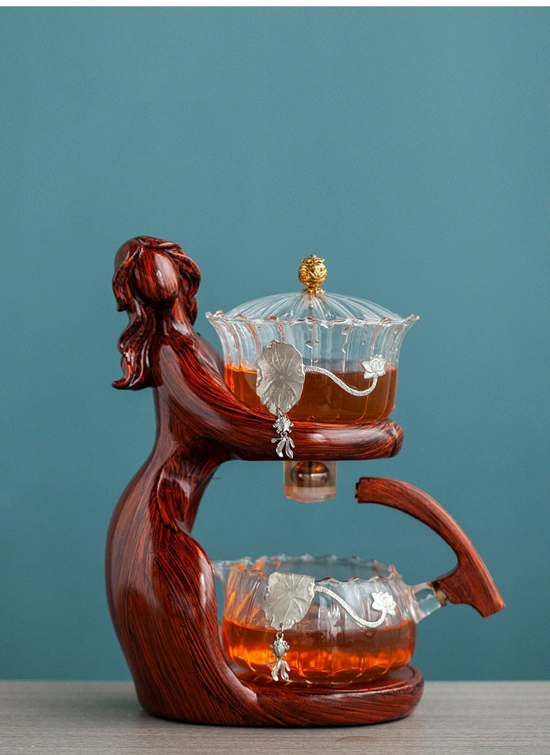 Tea Making Kungfu Teapot Teacup Automatic Tea Set Heat-resistant Glass Teapot Holder Base Tea infusers Tea Ware-Health Wisdom™