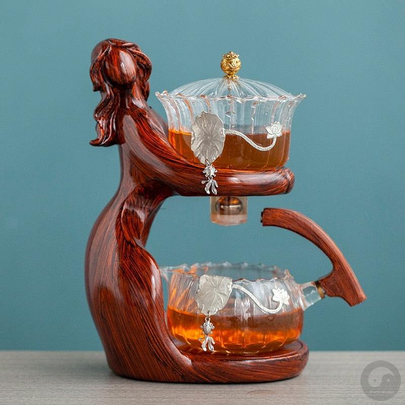Tea Making Kungfu Teapot Teacup Automatic Tea Set Heat-resistant Glass Teapot Holder Base Tea infusers Tea Ware-Health Wisdom™