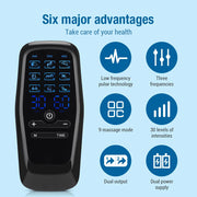 Tens Muscle Electrostimulator Massager Machine Dual Low Frequency Pulse Pulse Patch Relaxation Treatment 9 Mode Physiotherapy-Health Wisdom™