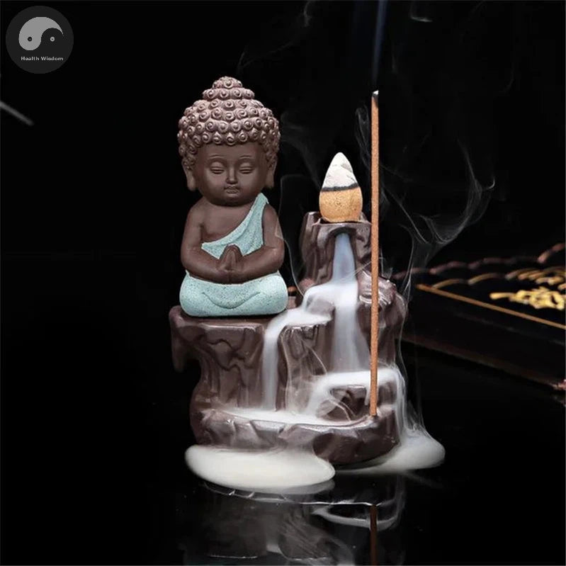 The Little Monk Censer Creative Home Decor Small Buddha Incense Holder Backflow Incense Burner Use In Home Teahouse-Health Wisdom™