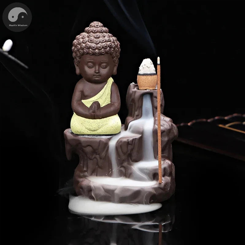 The Little Monk Censer Creative Home Decor Small Buddha Incense Holder Backflow Incense Burner Use In Home Teahouse-Health Wisdom™