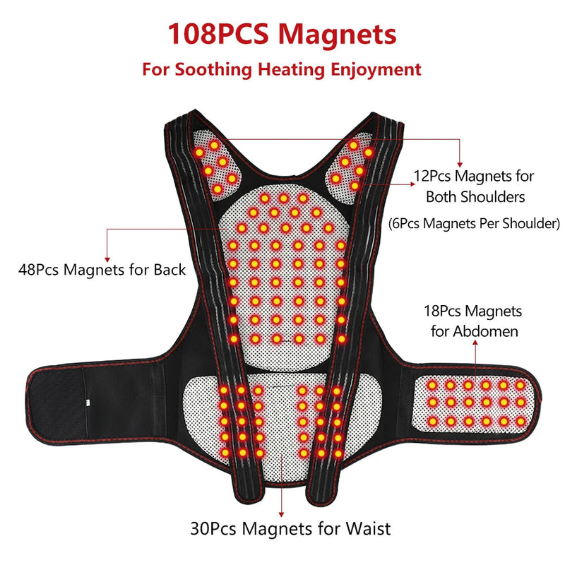 Tourmaline Self-heating Back Support Magnetic Hot Vest Waist Corset Shoulder Lumbar Posture Corrector Brace Health Care-Health Wisdom™