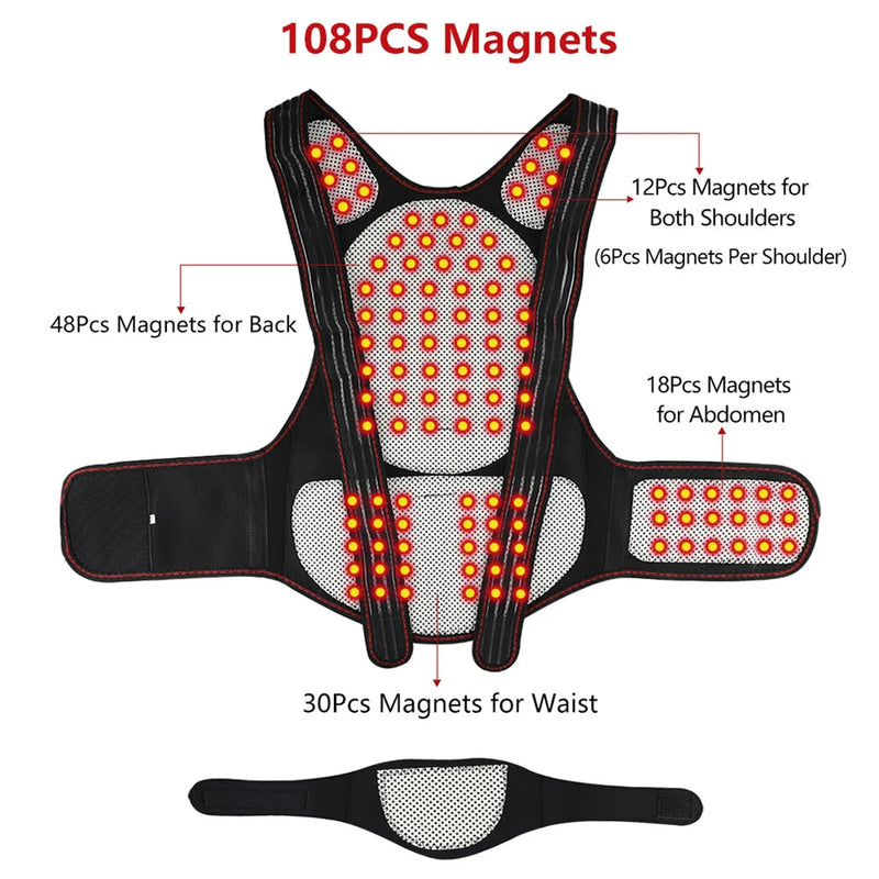 Tourmaline Self-heating Back Support Magnetic Hot Vest Waist Corset Shoulder Lumbar Posture Corrector Brace Health Care-Health Wisdom™