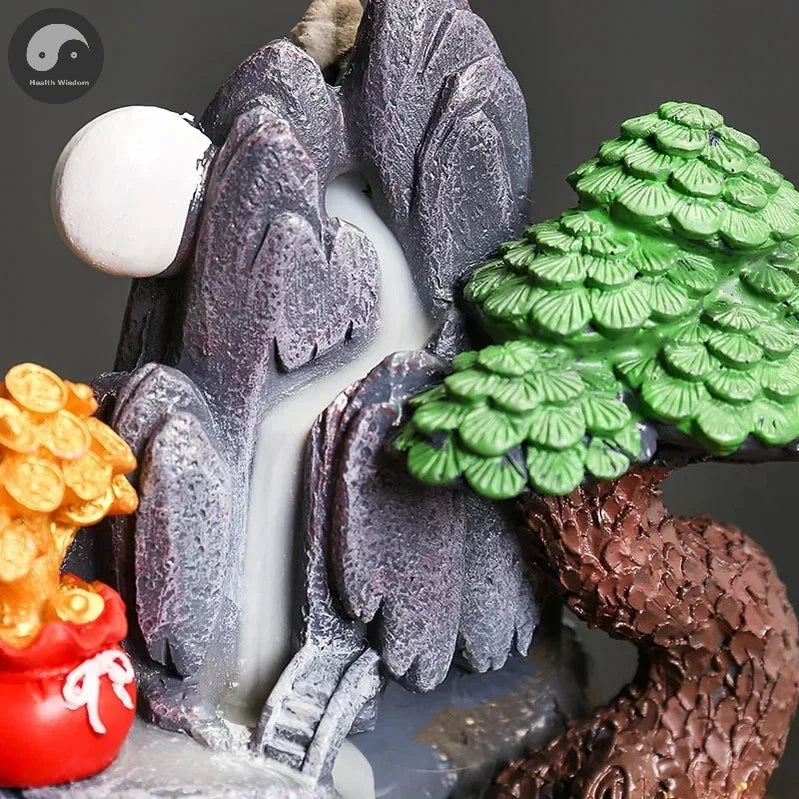 Treasure Bowl Lucky Feng Shui Wealth Decoration Office Feng Shui Decoration Rockery Landscape Backflow Incense Burner Home Decor-Health Wisdom™