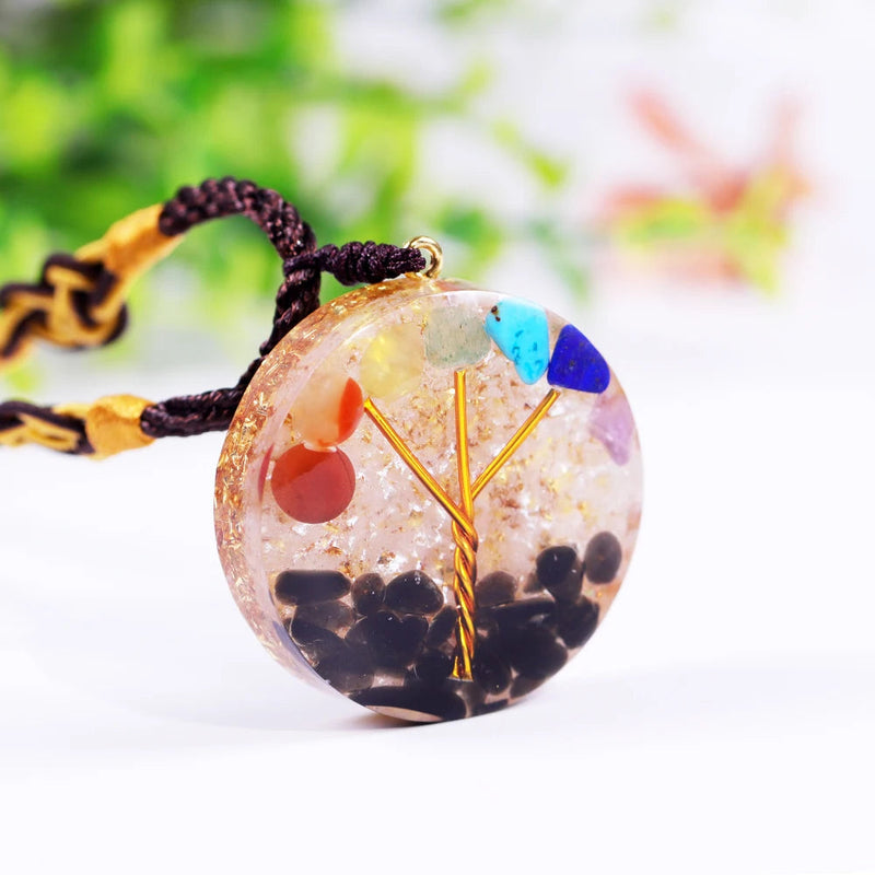 Tree Of Life Pendant Luminous 7 Chakra Orgonite Necklace Healing Energy Orgone Quartz Rainbow Amulet Natural Stone Meditation Jewelry-Health Wisdom™