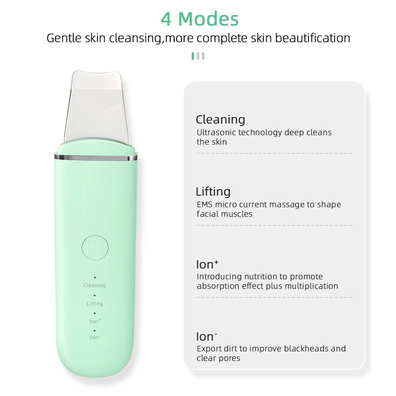 Ultrasound Skin Scrubber Blackhead Remover Pore Cleaner Comedone Extractor for Facial Deep Cleansing Face lifting Skin Care Tool-Health Wisdom™