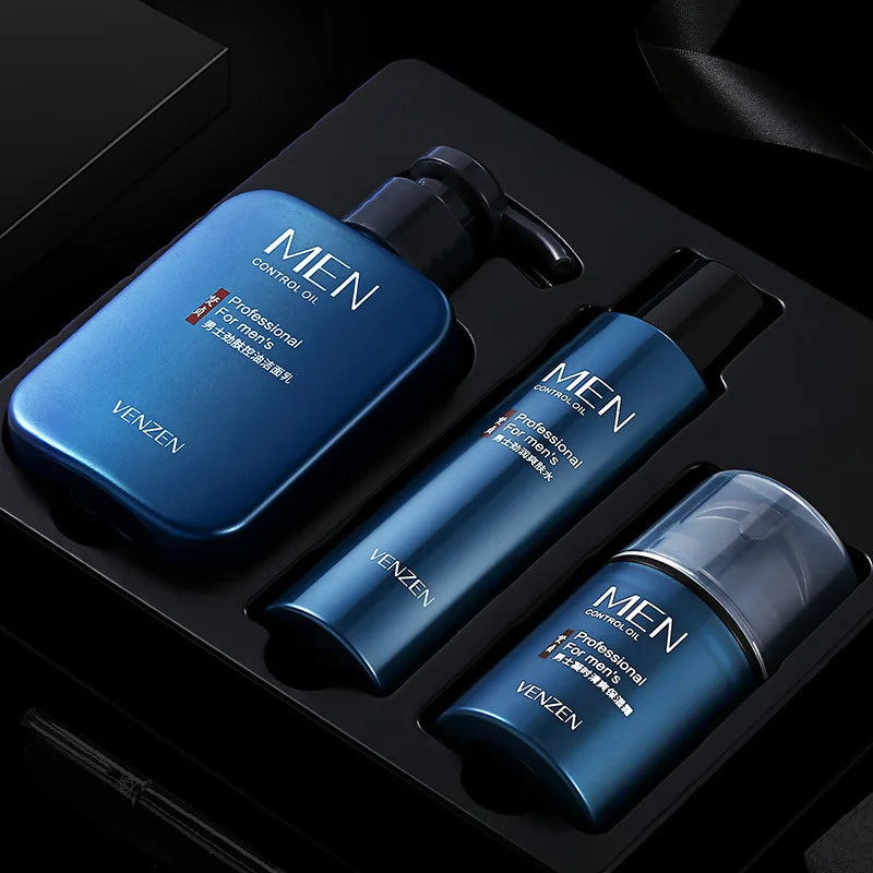 VENZEN Men's Skin Care Kit Face Cleaning Facial Cleanser Acne Treatment Blackhead Remover Hydrating Face Mask Men Skincare Set-Health Wisdom™