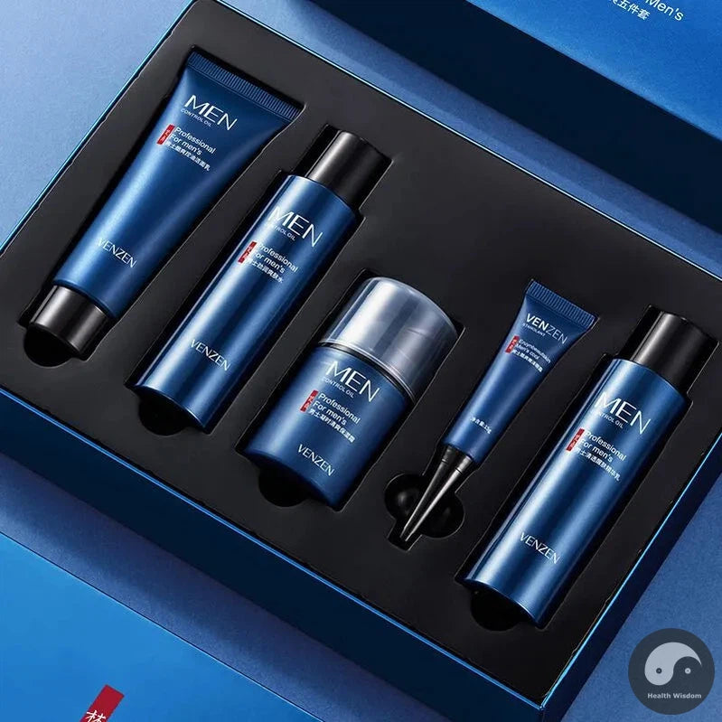 VENZEN Men's Skin Care Kit Face Cleaning Facial Cleanser Acne