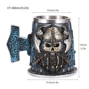 Viking Resin Stainless Steel Beer Mug Pirate Stein Creative Tankard Skull Coffee Cup Tea Mug Tumbler Pub Bar Decor-Health Wisdom™