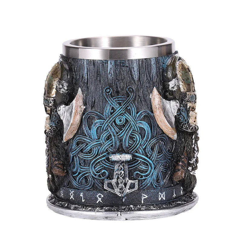 Viking Resin Stainless Steel Beer Mug Pirate Stein Creative Tankard Skull Coffee Cup Tea Mug Tumbler Pub Bar Decor-Health Wisdom™