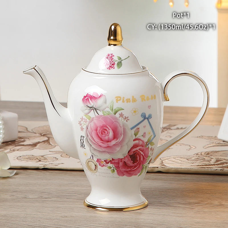 Vintage Bone China Tea Pot British Ceramic Teapot Europe Porcelain Coffee Pot Cafe Drinkware Advanced Teaware-Health Wisdom™