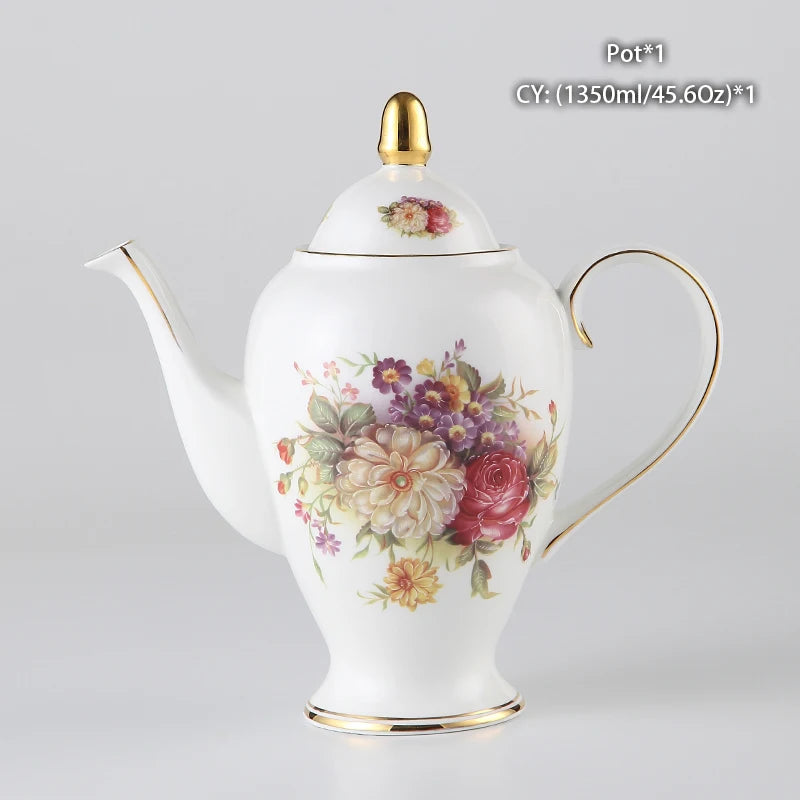 Vintage Bone China Tea Pot British Ceramic Teapot Europe Porcelain Coffee Pot Cafe Drinkware Advanced Teaware-Health Wisdom™