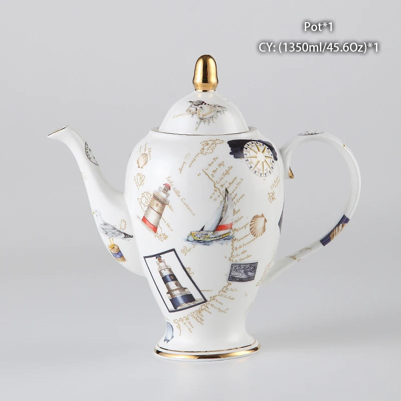 Vintage Bone China Tea Pot British Ceramic Teapot Europe Porcelain Coffee Pot Cafe Drinkware Advanced Teaware-Health Wisdom™