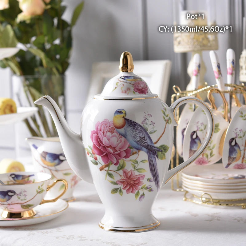 Vintage Bone China Tea Pot British Ceramic Teapot Europe Porcelain Coffee Pot Cafe Drinkware Advanced Teaware-Health Wisdom™