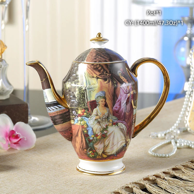 Vintage Bone China Tea Pot British Ceramic Teapot Europe Porcelain Coffee Pot Cafe Drinkware Advanced Teaware-Health Wisdom™