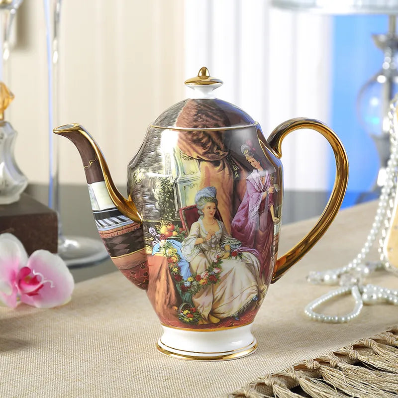 Vintage Bone China Tea Pot British Ceramic Teapot Europe Porcelain Coffee Pot Cafe Drinkware Advanced Teaware-Health Wisdom™