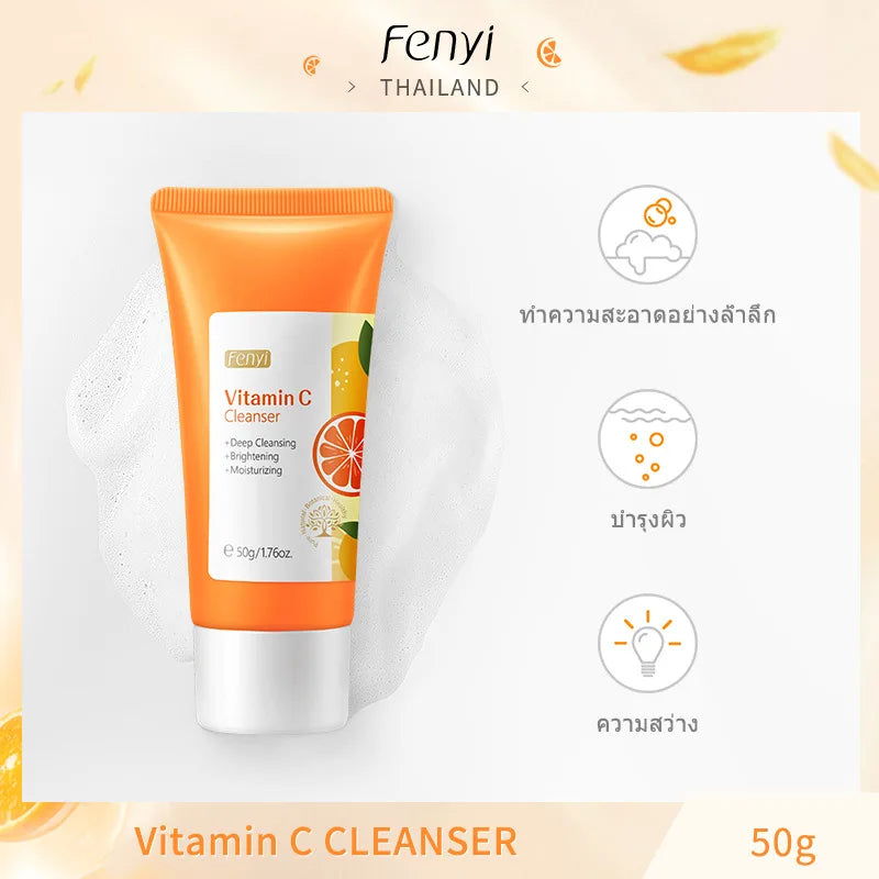 Vitamin C Facial Cleanser Skin Cleansing Moisturizing Anti Acne Blackhead Remove Skincare Face Wash Foam Face Cleanser Skin Care-Health Wisdom™