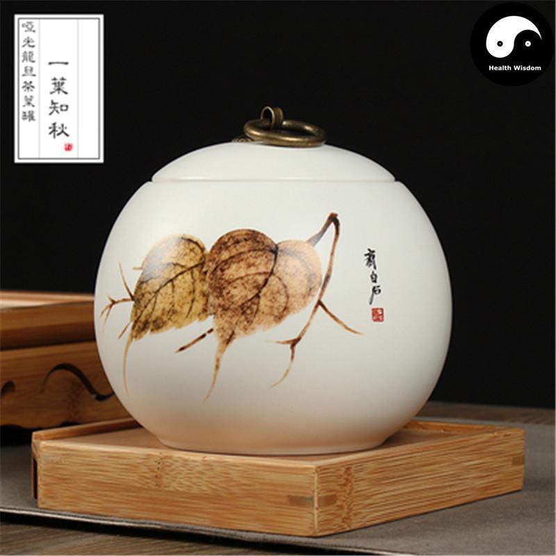 White Ceramic Loose Leaf Tea Storage 茶叶罐-Health Wisdom™