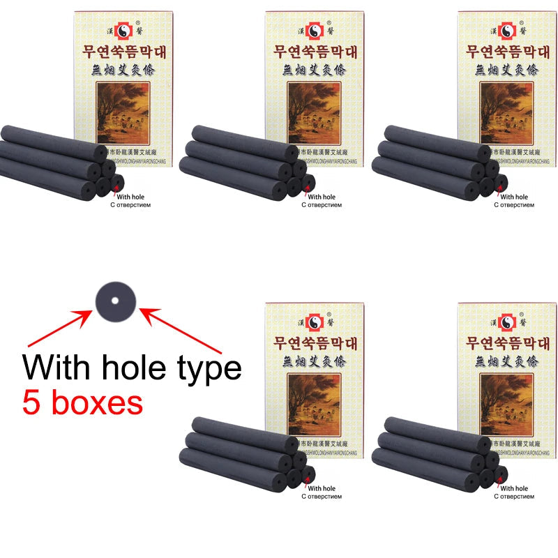 Wholesale 5 Boxes Smokeless Moxa Sticks Moxibustion Roll Chinese Medicines Moxa Therapy Acupuncture Massage Warm Uterus Health-Health Wisdom™