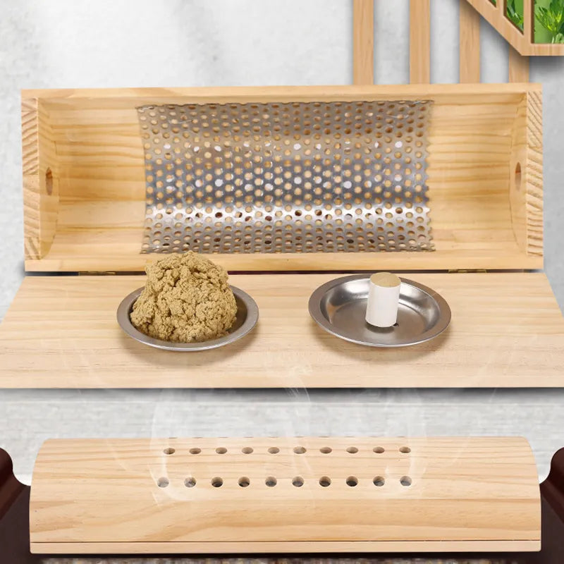 Wooden Cervical Pillow Moxibustion Burner Moxa Therapy Relieve Neck Pain Treat Cervical Spondylosis Warm Waist Leg Massage-Health Wisdom™
