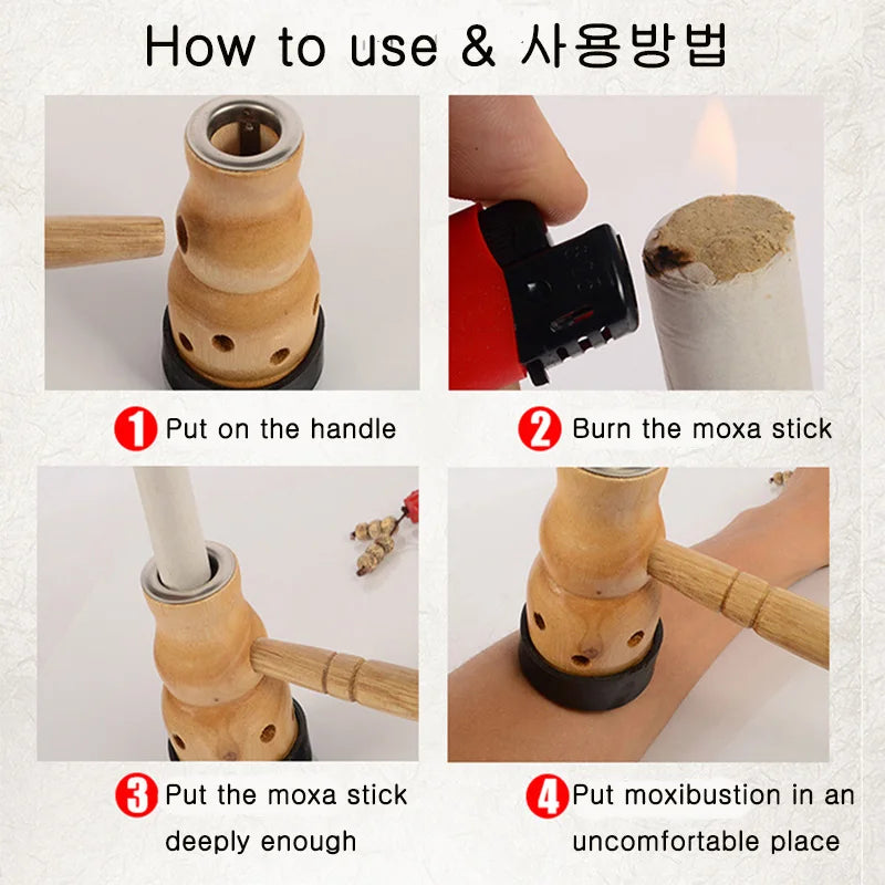 Wooden Gourd Moxibustion Box Durable Utility Effective Moxa StickChinese Traditional Massage Health Care-Health Wisdom™