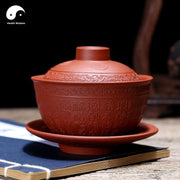 Yixing Zisha Purple Clay Gaiwan Tea Cup 130ml 盖碗-Health Wisdom™