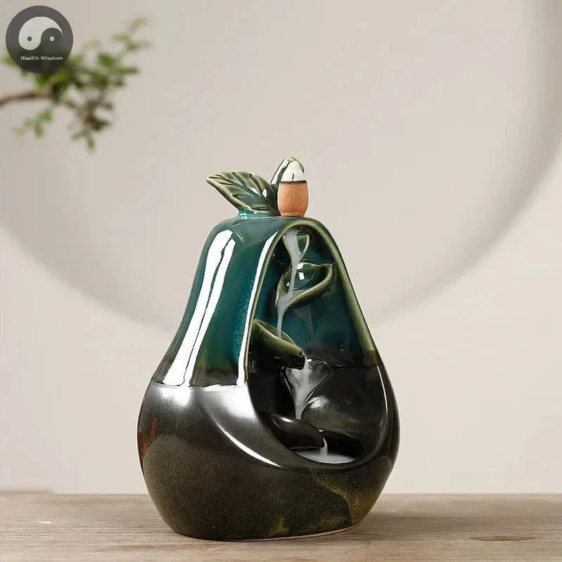 Zen Apple Pear Creative Incense Burner, Apple Statue Waterfall Aromatherapy Furnace Censer Incense Holder Home Decor -No Incense-Health Wisdom™