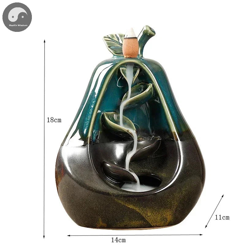 Zen Apple Pear Creative Incense Burner, Apple Statue Waterfall Aromatherapy Furnace Censer Incense Holder Home Decor -No Incense-Health Wisdom™