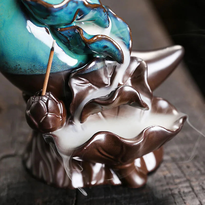 Zen Decorative Moon & Lotus Waterfall Backflow Incense Burner Incense Sticker Holder Home Decor Creative Home Aromatherapy Gift-Health Wisdom™