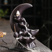 Zen Decorative Moon & Lotus Waterfall Backflow Incense Burner Incense Sticker Holder Home Decor Creative Home Aromatherapy Gift-Health Wisdom™