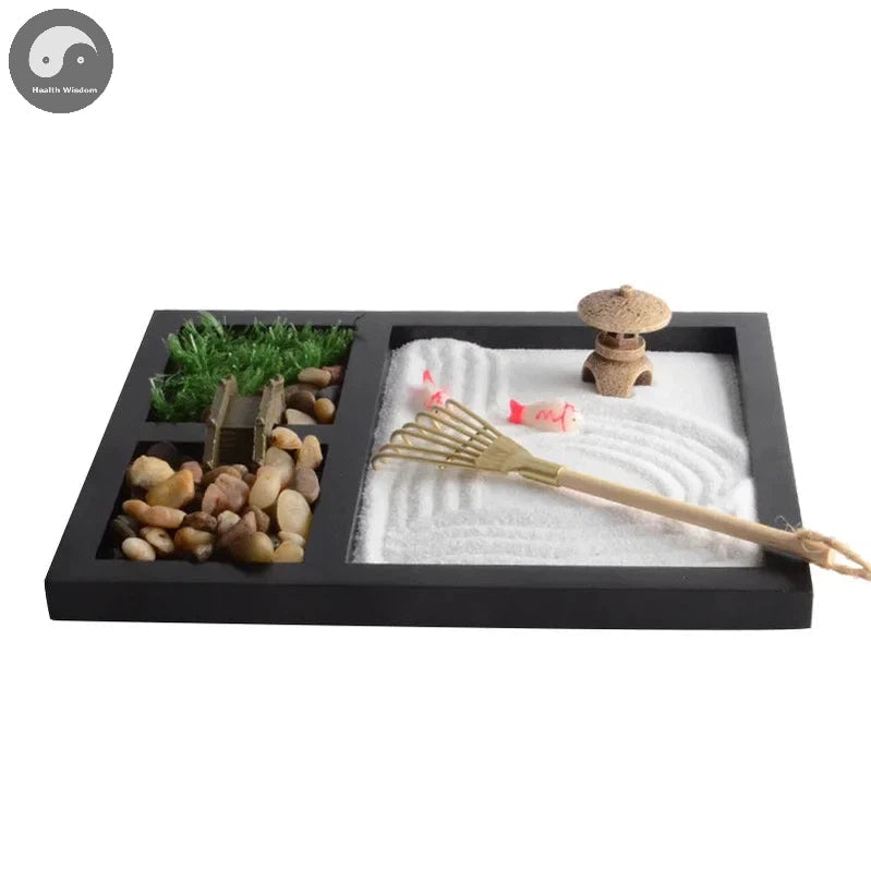 Zen Garden Sand Meditation Peaceful Relax Decoration Set Spiritual Buddha Incense Burner Feng Shui Yoga Decor-Health Wisdom™