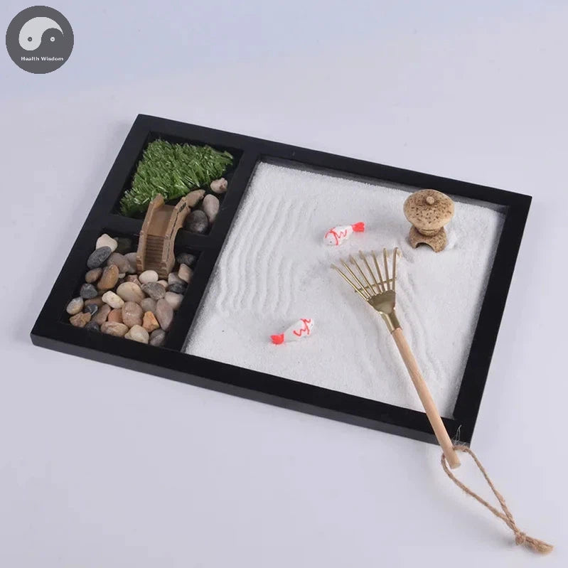 Zen Garden Sand Meditation Peaceful Relax Decoration Set Spiritual Buddha Incense Burner Feng Shui Yoga Decor-Health Wisdom™