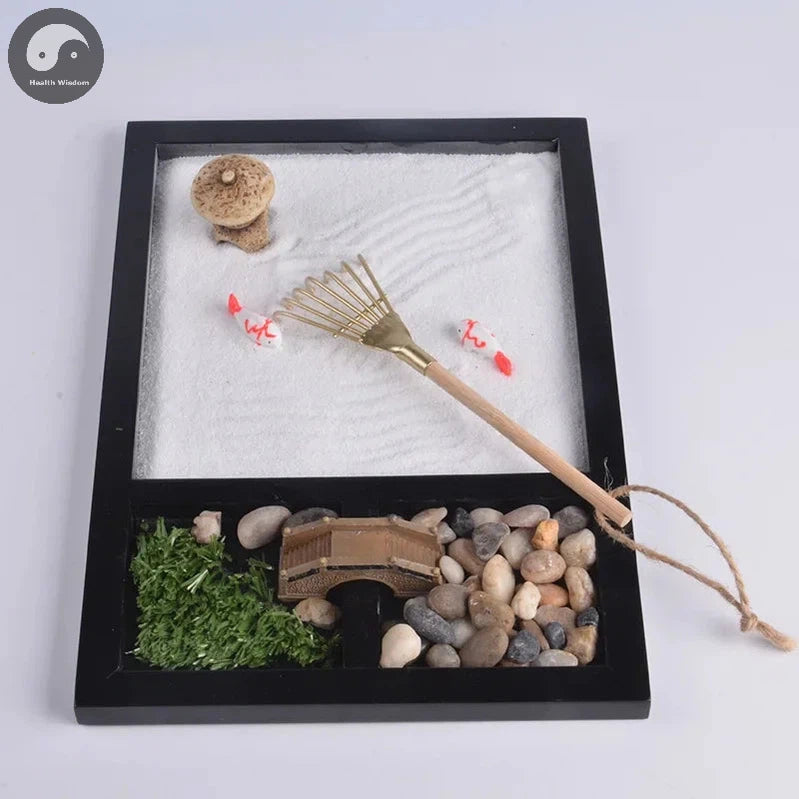 Zen Garden Sand Meditation Peaceful Relax Decoration Set Spiritual Buddha Incense Burner Feng Shui Yoga Decor-Health Wisdom™