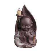 Zen Incense Burner The Little Monk Home Ornaments Purple Clay Waterfall Backflow Incense Burner Incense Stick Holder -No Incense-Health Wisdom™