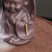 Zen Incense Burner The Little Monk Home Ornaments Purple Clay Waterfall Backflow Incense Burner Incense Stick Holder -No Incense-Health Wisdom™
