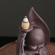 Zen Incense Burner The Little Monk Home Ornaments Purple Clay Waterfall Backflow Incense Burner Incense Stick Holder -No Incense-Health Wisdom™