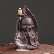 Zen Incense Burner The Little Monk Home Ornaments Purple Clay Waterfall Backflow Incense Burner Incense Stick Holder -No Incense-Health Wisdom™