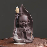 Zen Incense Burner The Little Monk Home Ornaments Purple Clay Waterfall Backflow Incense Burner Incense Stick Holder -No Incense-Health Wisdom™